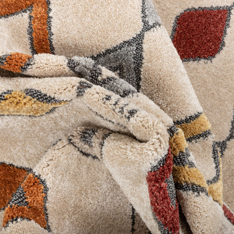Baikal Bohemian Vintage Tribal Diamond Beige Rug