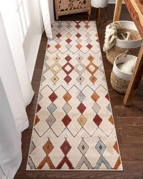Baikal Bohemian Vintage Tribal Diamond Beige Rug