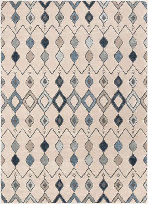 Baikal Bohemian Vintage Tribal Diamond Blue Rug