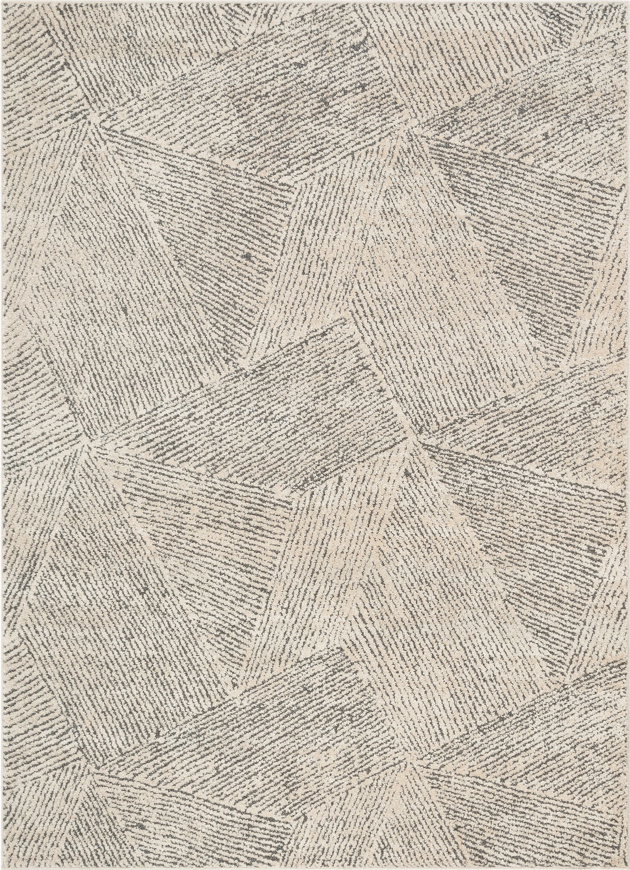 Enzo Tribal Geometric Lines Beige Distressed High-Low Rug Well Woven