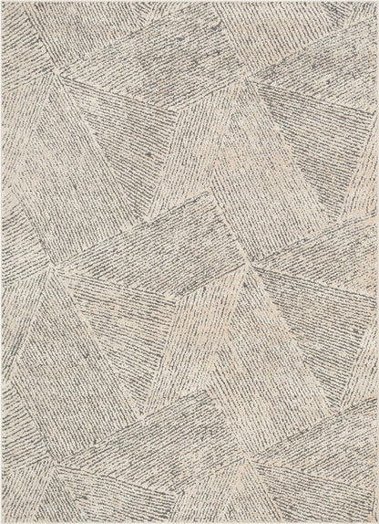 Enzo Tribal Geometric Lines Beige Distressed High-Low Rug