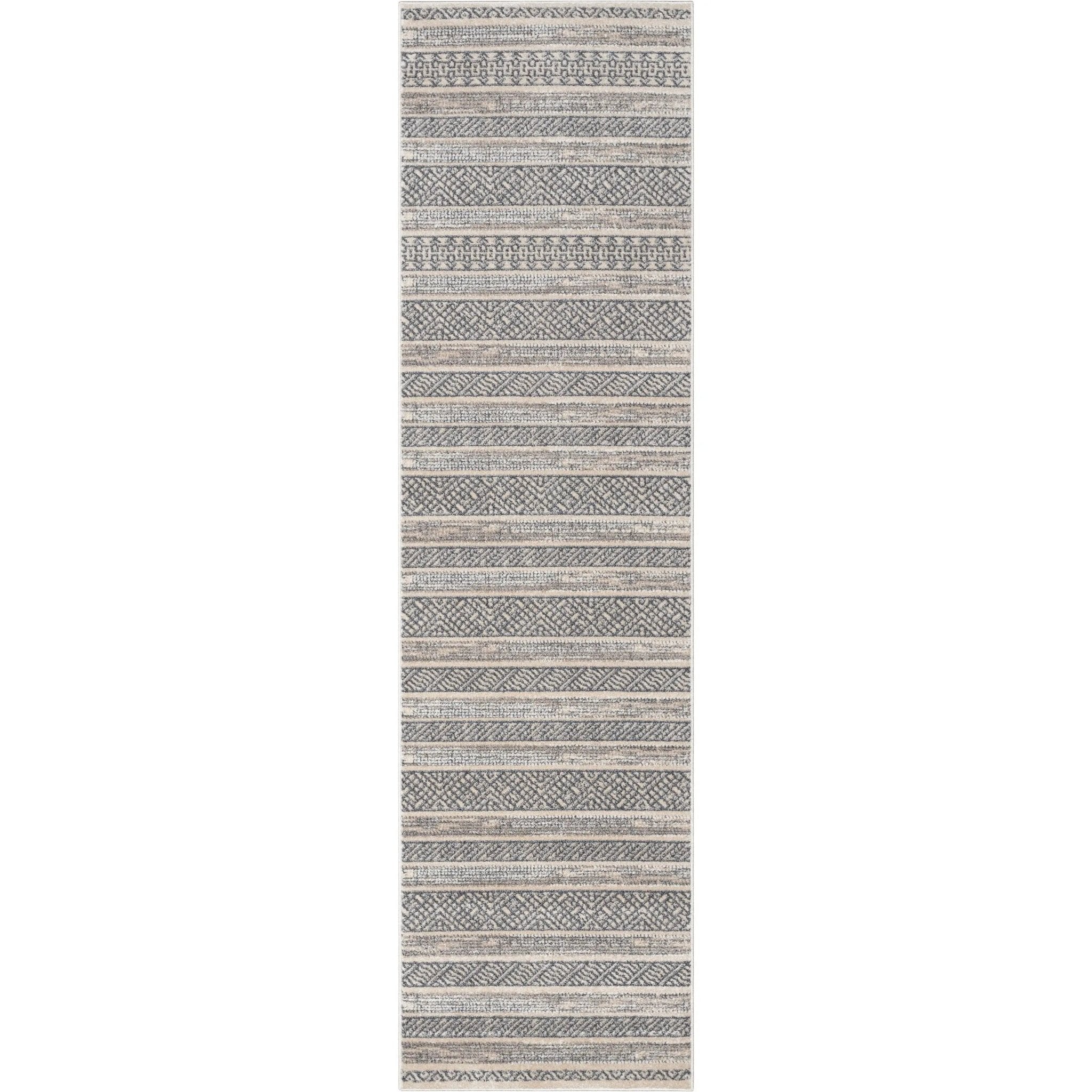 Fresco Tribal Geometric Beige Distressed High-Low Rug Well Woven