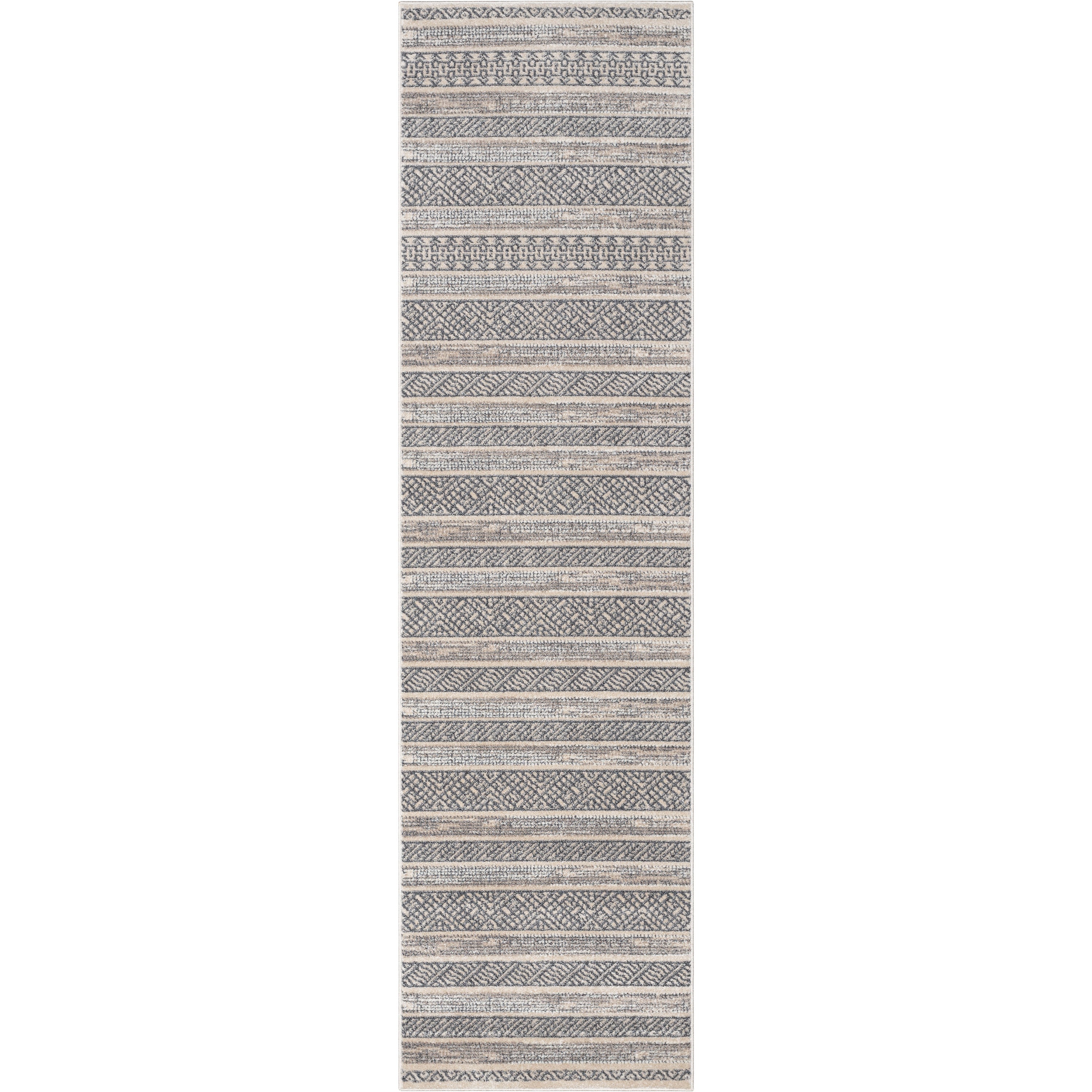 Fresco Tribal Geometric Beige Distressed High-Low Rug