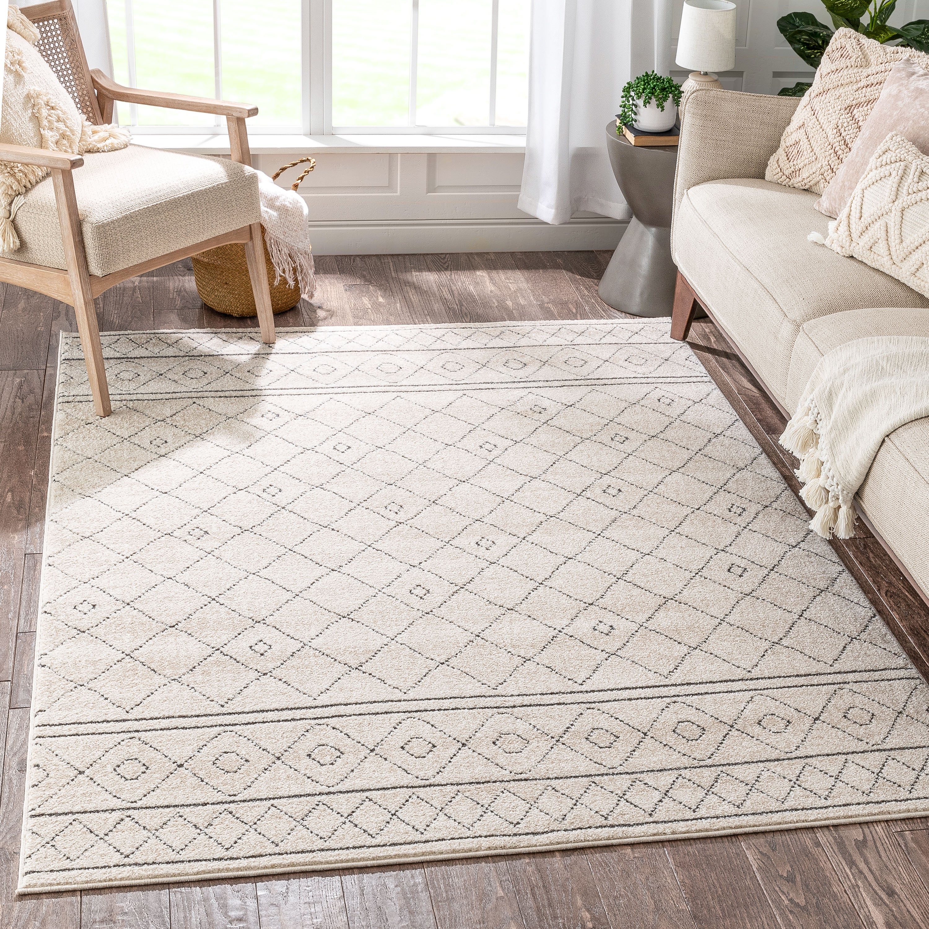 Mara Moroccan Lattice Trellis Ivory Rug