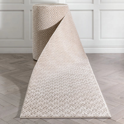 Custom Size Runner Pia Tribal Geometric Diamond Pattern Beige Grey Choose Your Width x Choose Your Length Hallway Runner Rug Well Woven