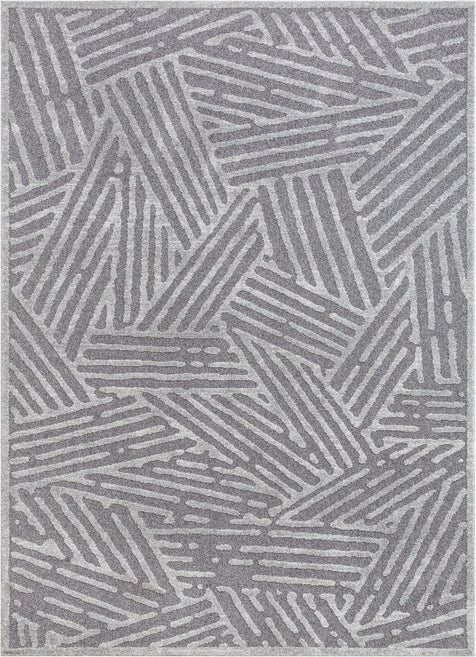 Tukker Grey Mid-Century Modern Geometric Lines Rug By Chill Rugs