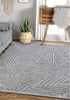 Tukker Grey Mid-Century Modern Geometric Lines Rug By Chill Rugs