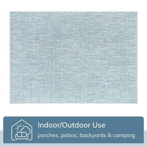 Sienna Modern Solid Pattern Blue Flat-Weave Indoor/Outdoor Rug
