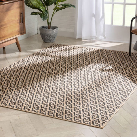 Sorrel Moroccan Lattice Trellis Natural Indoor Outdoor Rug