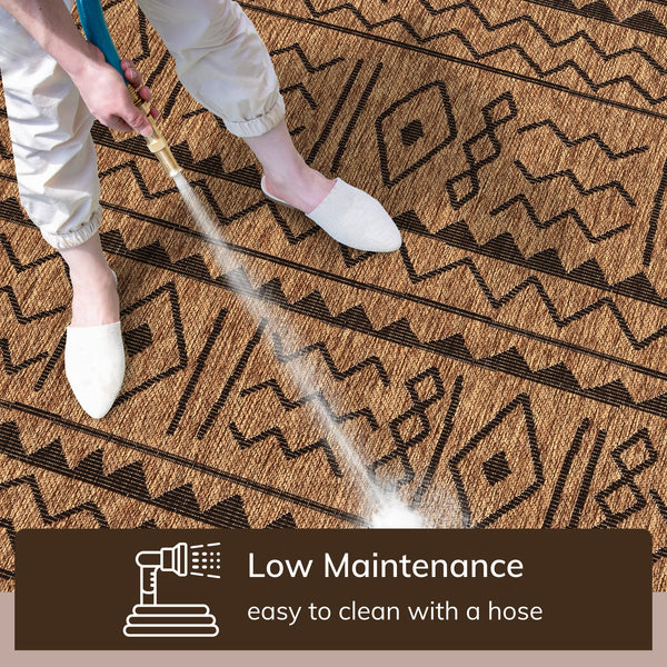 Faye Tribal Diamond Pattern Natural Indoor Outdoor Rug