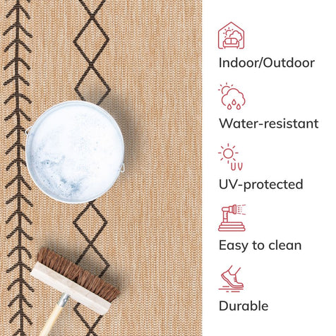 Posie Tribal Moroccan Pattern Natural Indoor Outdoor Rug