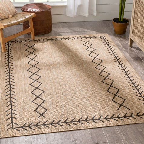 Posie Tribal Moroccan Pattern Natural Indoor Outdoor Rug