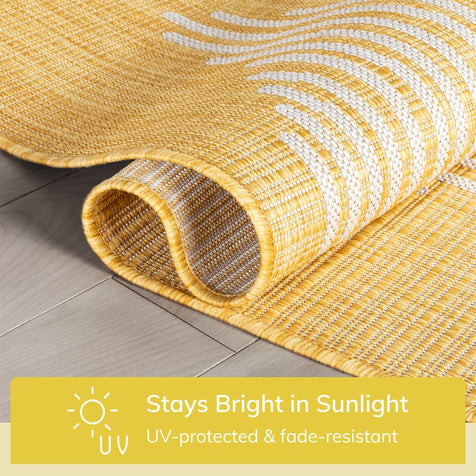 Kai Modern Chevron Pattern Yellow Flat-Weave Indoor/Outdoor Rug