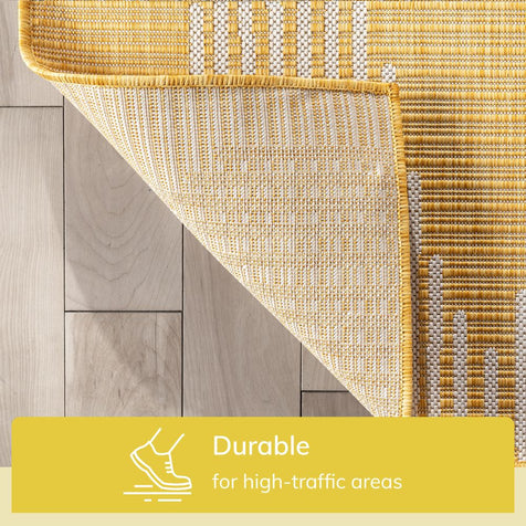 Kai Modern Chevron Pattern Yellow Flat-Weave Indoor/Outdoor Rug