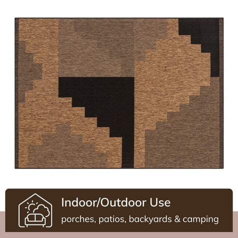 Sable Tribal Southwestern Pattern Grey Indoor Outdoor Rug