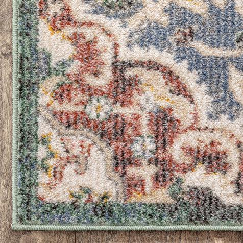 Nantes Vintage Bohemian Persian Oriental Medallion Green Rug