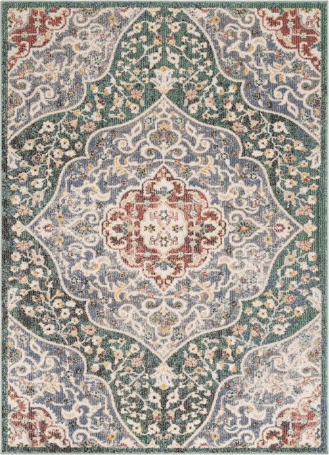 Nantes Vintage Bohemian Persian Oriental Medallion Green Rug