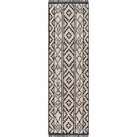 Tallulah Tribal Diamond Lattice Pattern Grey High-Low Textured Pile Rug