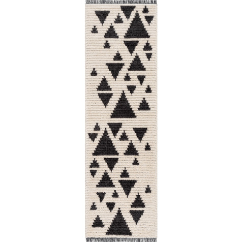 Elu Tribal Geometric Pattern Grey High-Low Textured Pile Rug