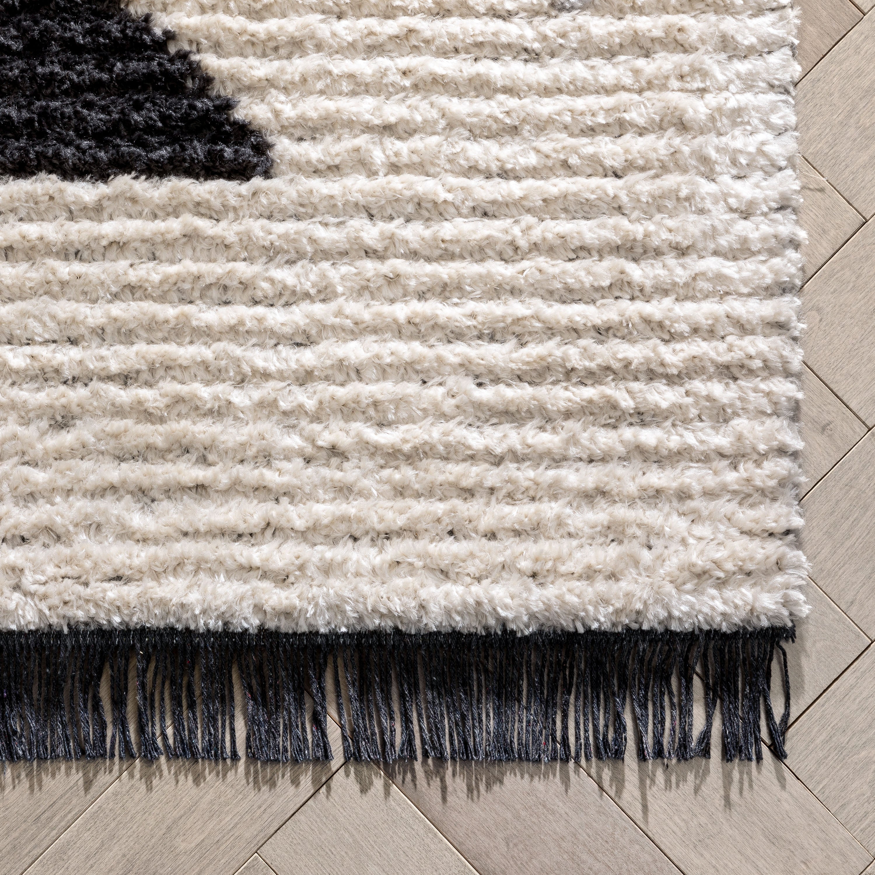 Etenia Tribal Abstract Pattern Grey High-Low Textured Pile Rug