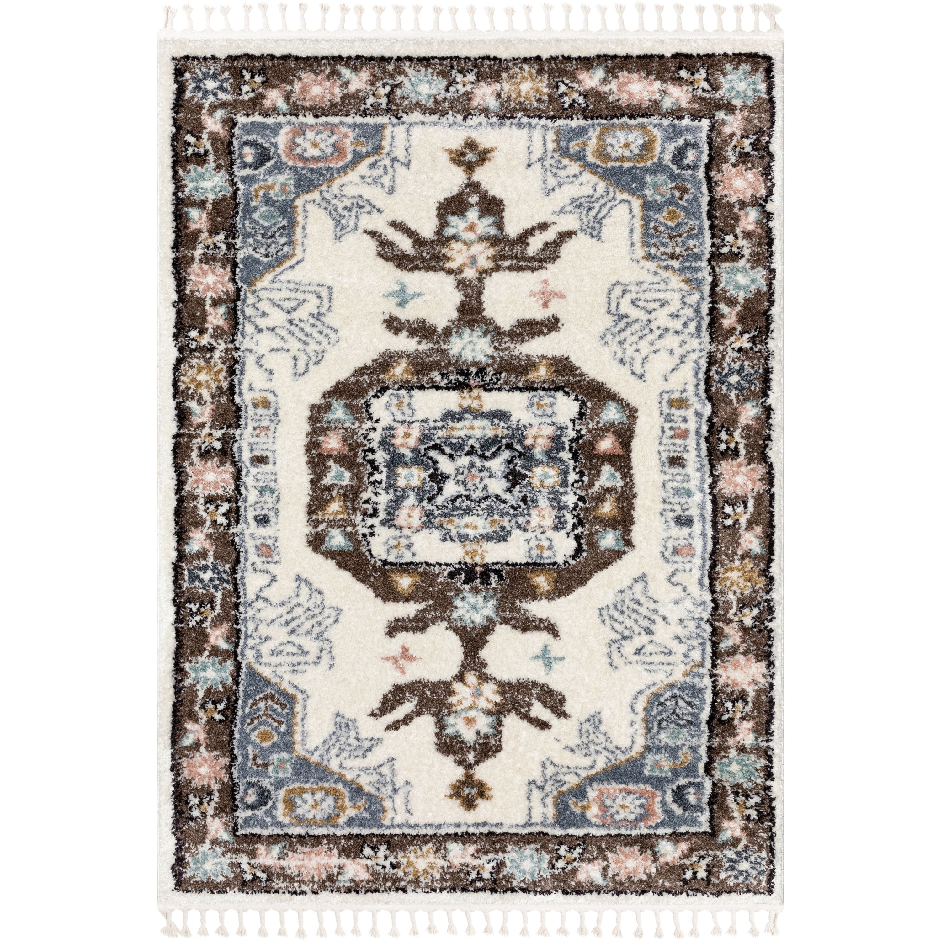 Rialta Vintage Medallion Oriental Brown Shag Rug