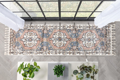 Loire Vintage Medallion Oriental Blush Shag Rug
