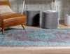 Tarifa Vintage Bohemian Medallion Light Blue Machine Washable Rug By Chill Rugs