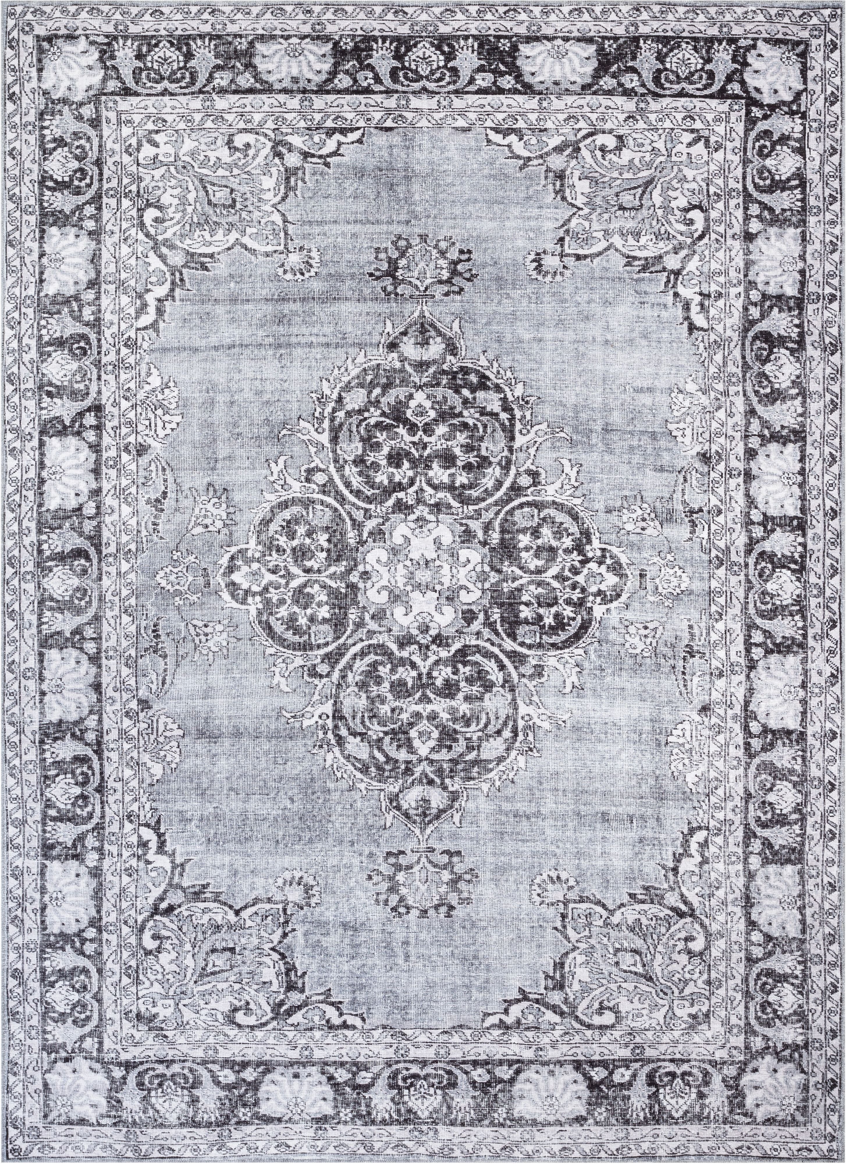 Tarifa Vintage Bohemian Medallion Grey Machine Washable Rug