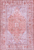 Gila Machine Washable Vintage Bohemian Medallion Oriental Red Flat-Weave Distressed Rug