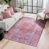 Gila Machine Washable Vintage Bohemian Medallion Oriental Red Flat-Weave Distressed Rug