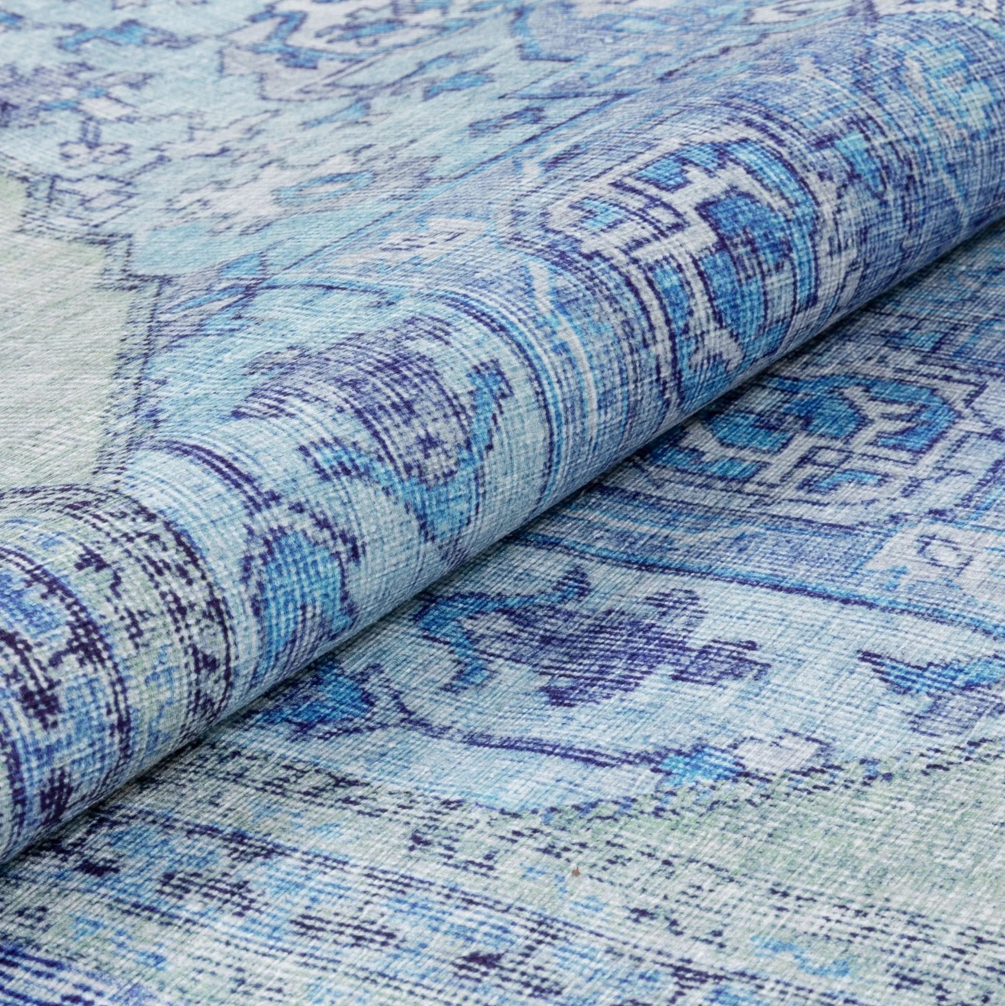 Gila Machine Washable 5'3" x 7'3"  Vintage Bohemian Medallion Oriental Dark Blue Flat-Weave Rug Well Woven
