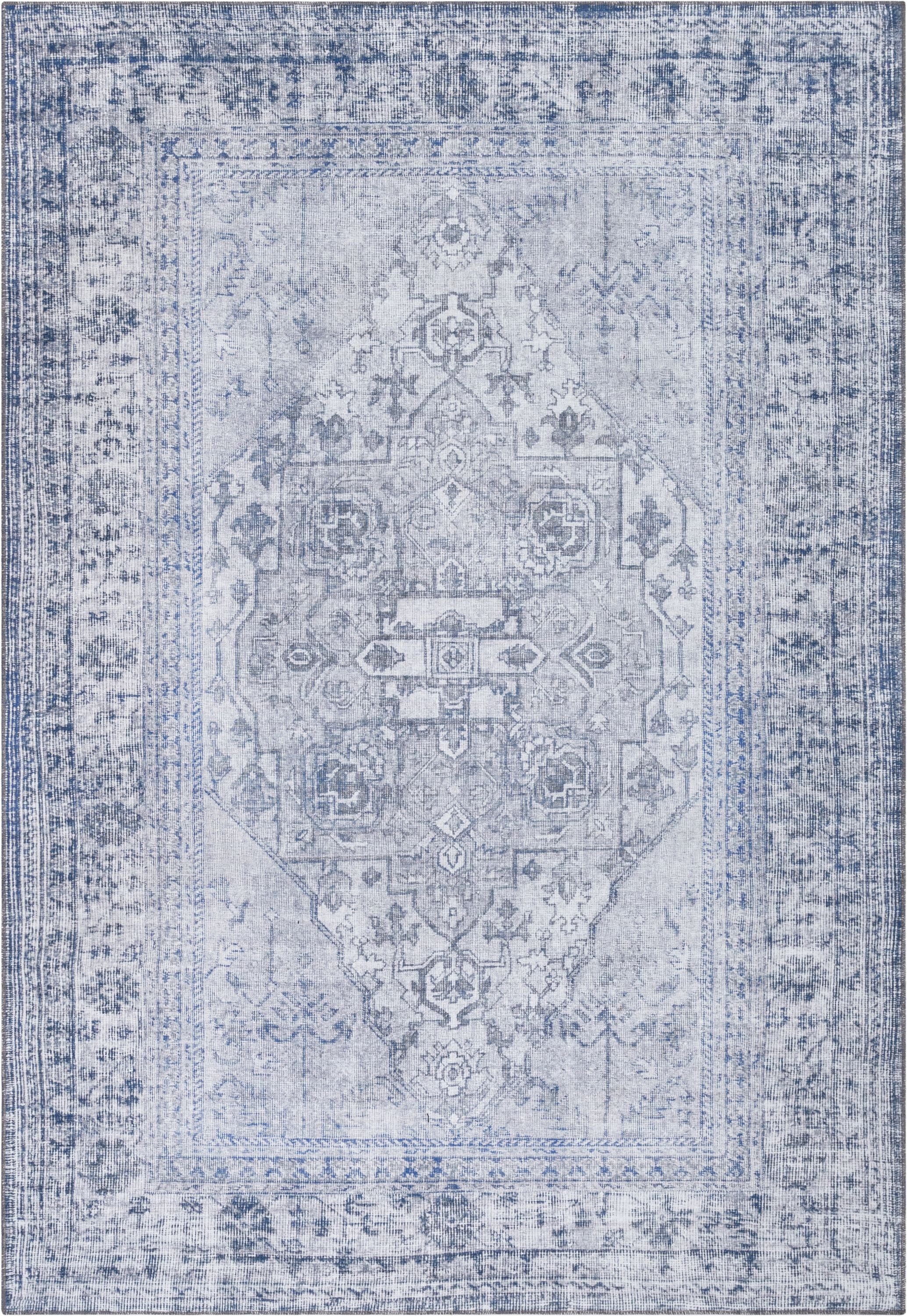 Gila Machine Washable 5' x 7' Vintage Bohemian Medallion Oriental Grey Rug