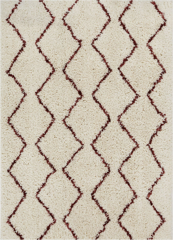 Wazuu Maroon Modern Moroccan Shag Rug By Chill Rugs 3'11" x 5'3"