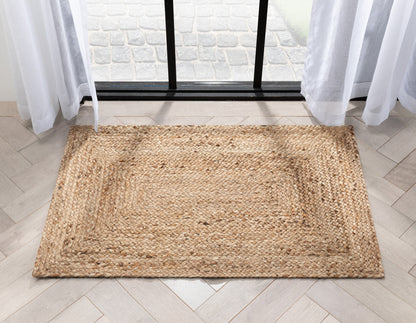 Jemma Natural-Fiber Braided Pattern Natural Hand-Woven Chunky-Textured Rug