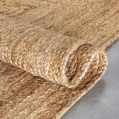 Jemma Natural-Fiber Braided Pattern Natural Hand-Woven Chunky-Textured Rug