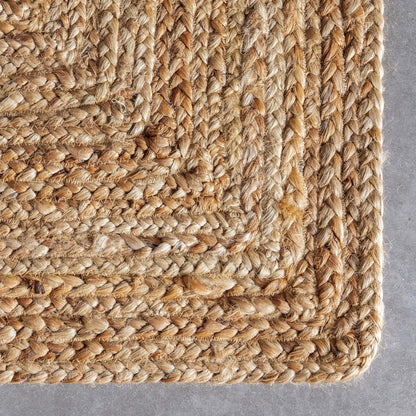 Jemma Natural-Fiber Braided Pattern Natural Hand-Woven Chunky-Textured Rug