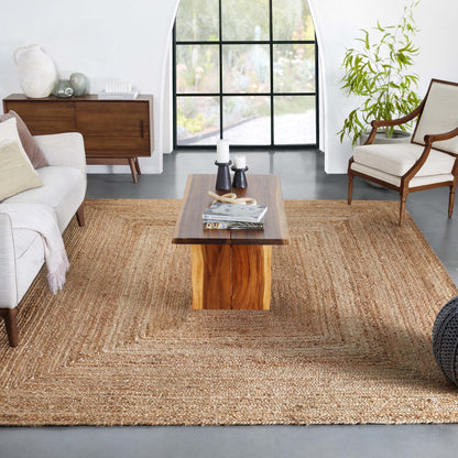 Jemma Natural-Fiber Braided Pattern Natural Hand-Woven Chunky-Textured Rug