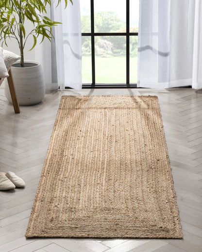 Jemma Natural-Fiber Braided Pattern Natural Hand-Woven Chunky-Textured Rug Well Woven