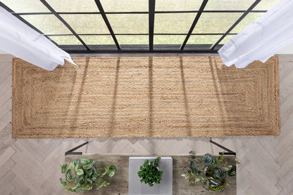 Jemma Natural-Fiber Braided Pattern Natural Hand-Woven Chunky-Textured Rug Well Woven