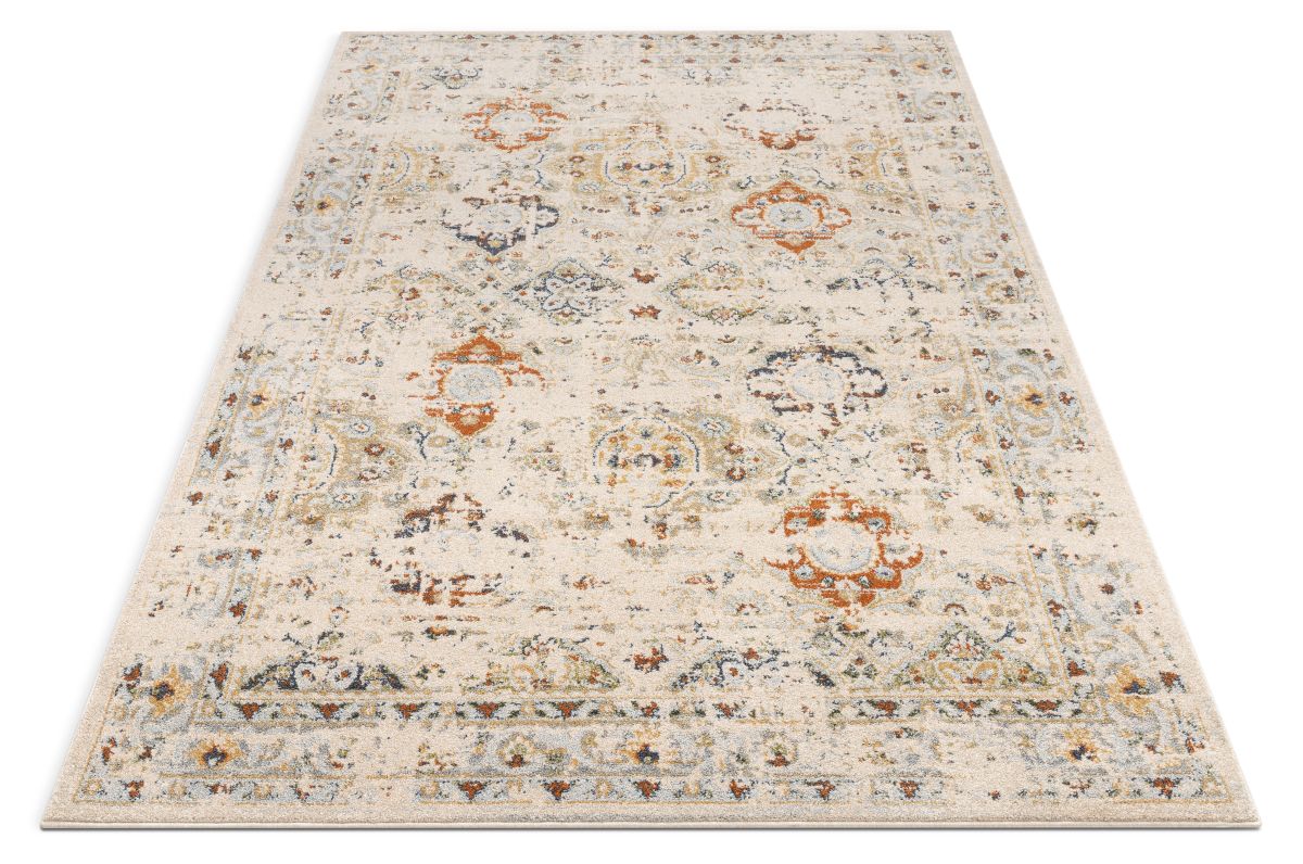 Kian Cream Vintage Panel Distressed Rug