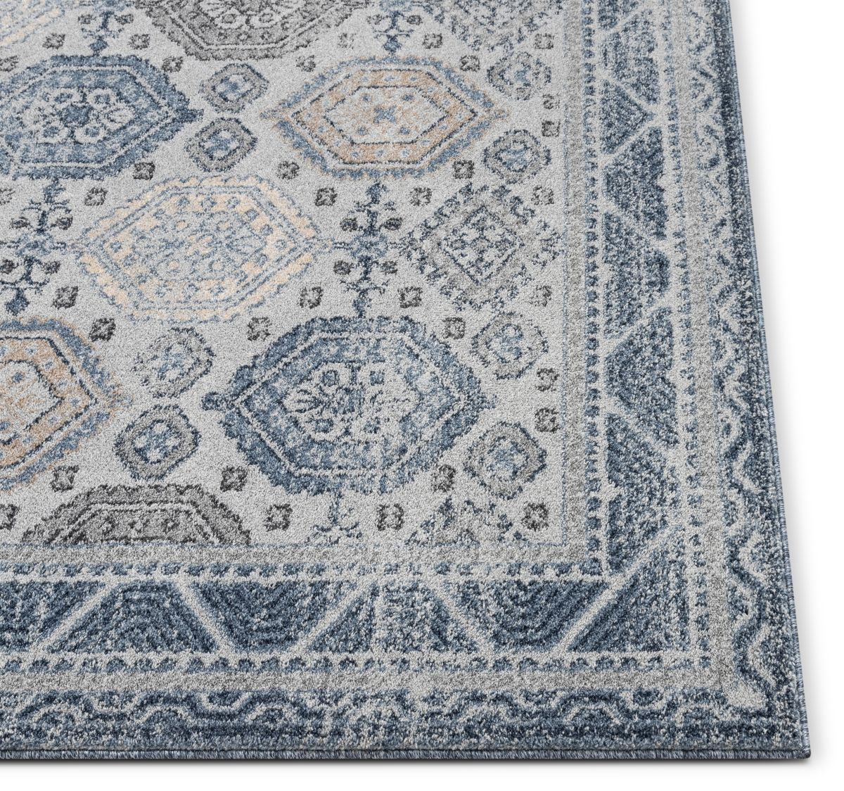 Abigail Blue Vintage Distressed Geometric Rug