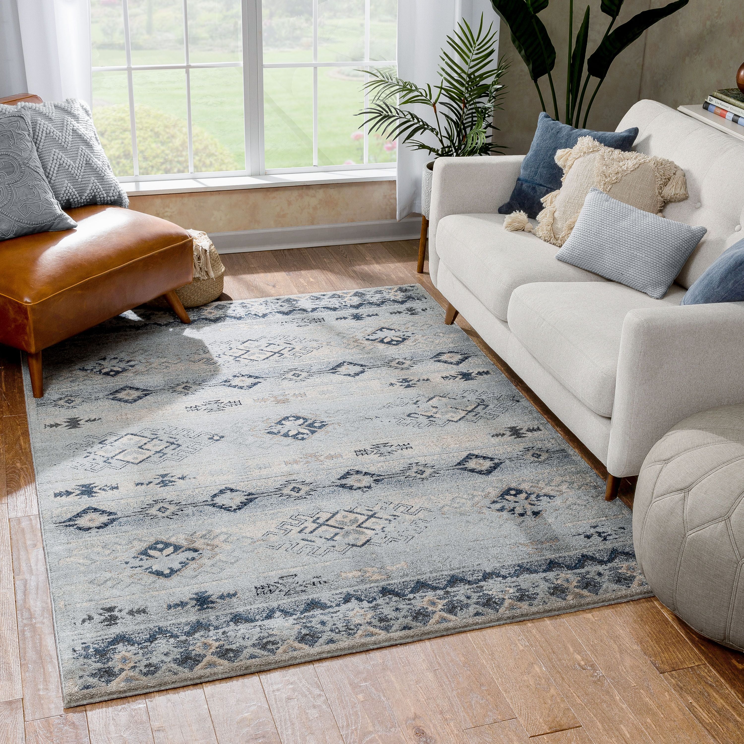 Alu Blue Modern Vintage Tribal 5'3" x 7'3" Rug