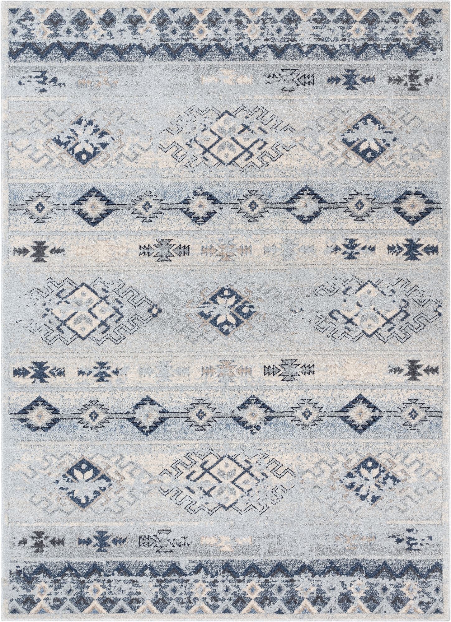 Alu Blue Modern Vintage Tribal 5'3" x 7'3" Rug