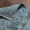 Ekrem Light Blue Overdyed Floral Pattern One-of-a-Kind Handmade Wool Area Rug 5'8" x 9'