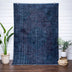 Azul Dark Blue Overdyed Medallion One-of-a-Kind Handmade Wool Area Rug 6'3
