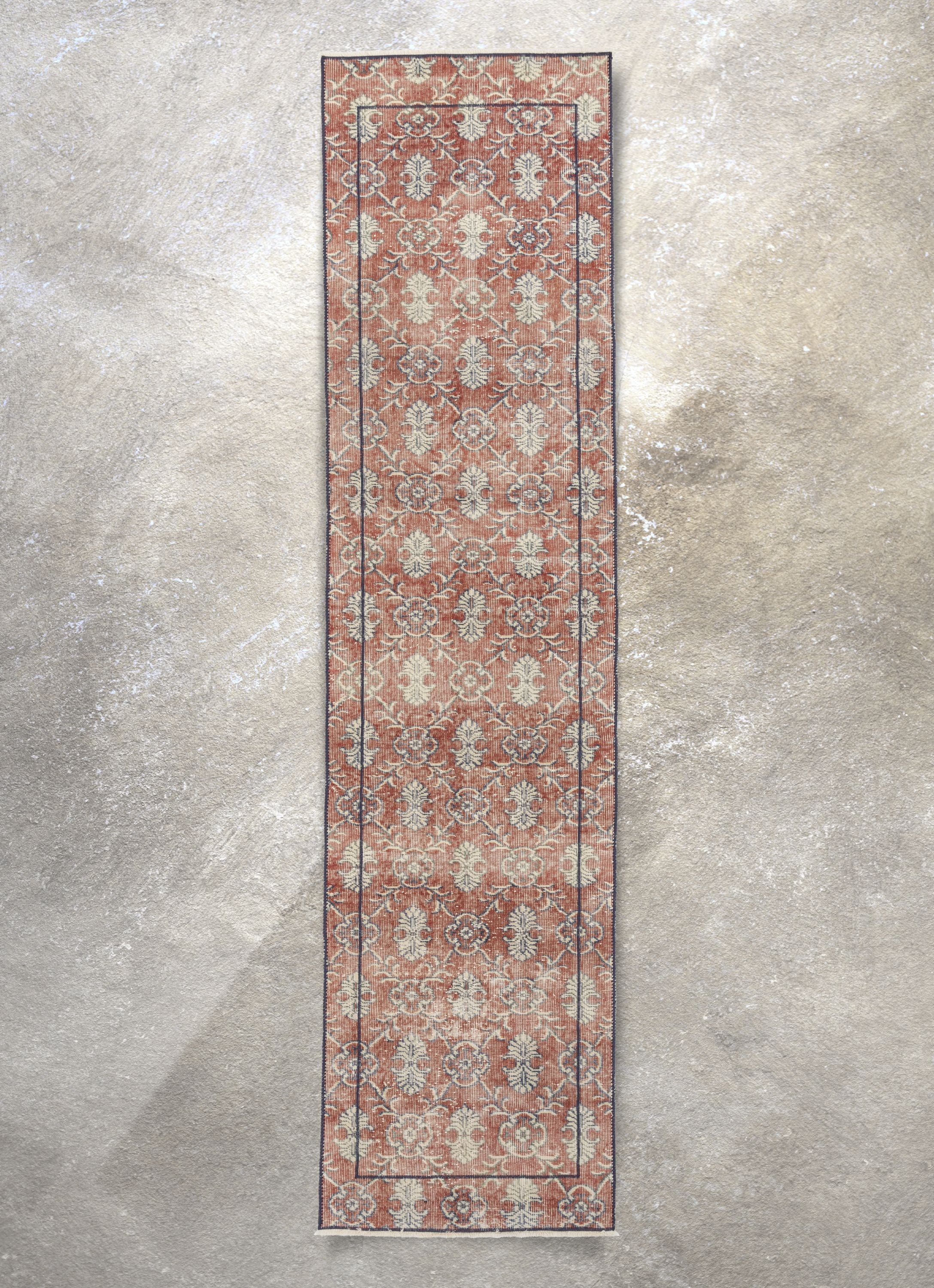 Dize Red & Navy Blue Persian Geometric Lattice Pattern One-of-a-Kind Handmade Wool Area Rug 2'8