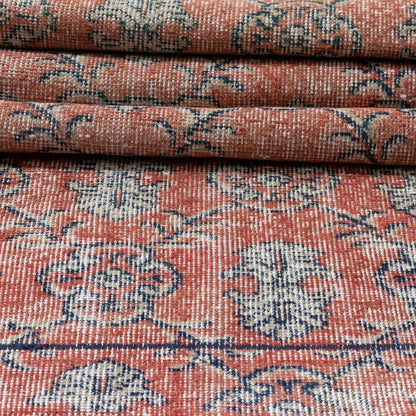 Elza Red & Navy Blue Persian Geometric Lattice Pattern One-of-a-Kind Handmade Wool Area Rug 2'7" x 10'4" Runner Well Woven