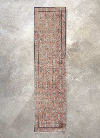 Elza Red & Navy Blue Persian Geometric Lattice Pattern One-of-a-Kind Handmade Wool Area Rug 2'7" x 10'4" Runner Well Woven