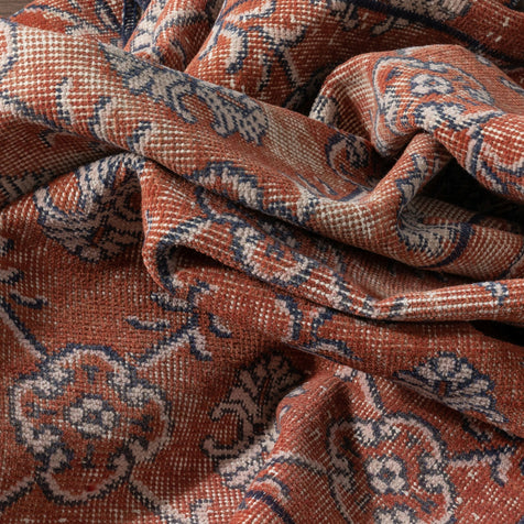 Enza Crimson & Navy Blue Persian Geometric Lattice Pattern One-of-a-Kind Handmade Wool Area Rug 2'8" x 10'8" Runner
