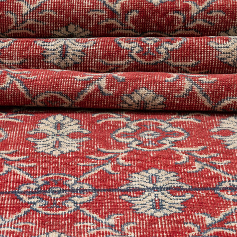 Nizzo Red & Navy Blue Persian Geometric Lattice Pattern One-of-a-Kind Handmade Wool Area Rug 2'7" x 8'10" Runner